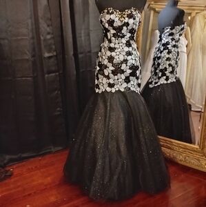 Blush Sequin Elegant Black Trumpet Gown